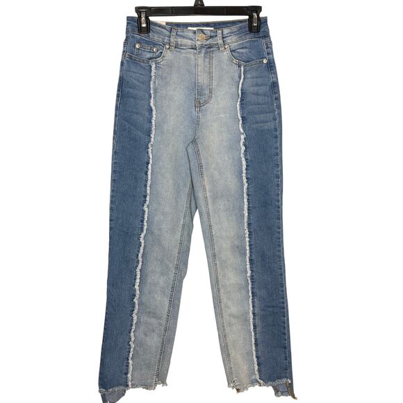 Almost Famous NEW Two Tone Exposed Seam Dad Jeans Size 3 Junior - Picture 1 of 8